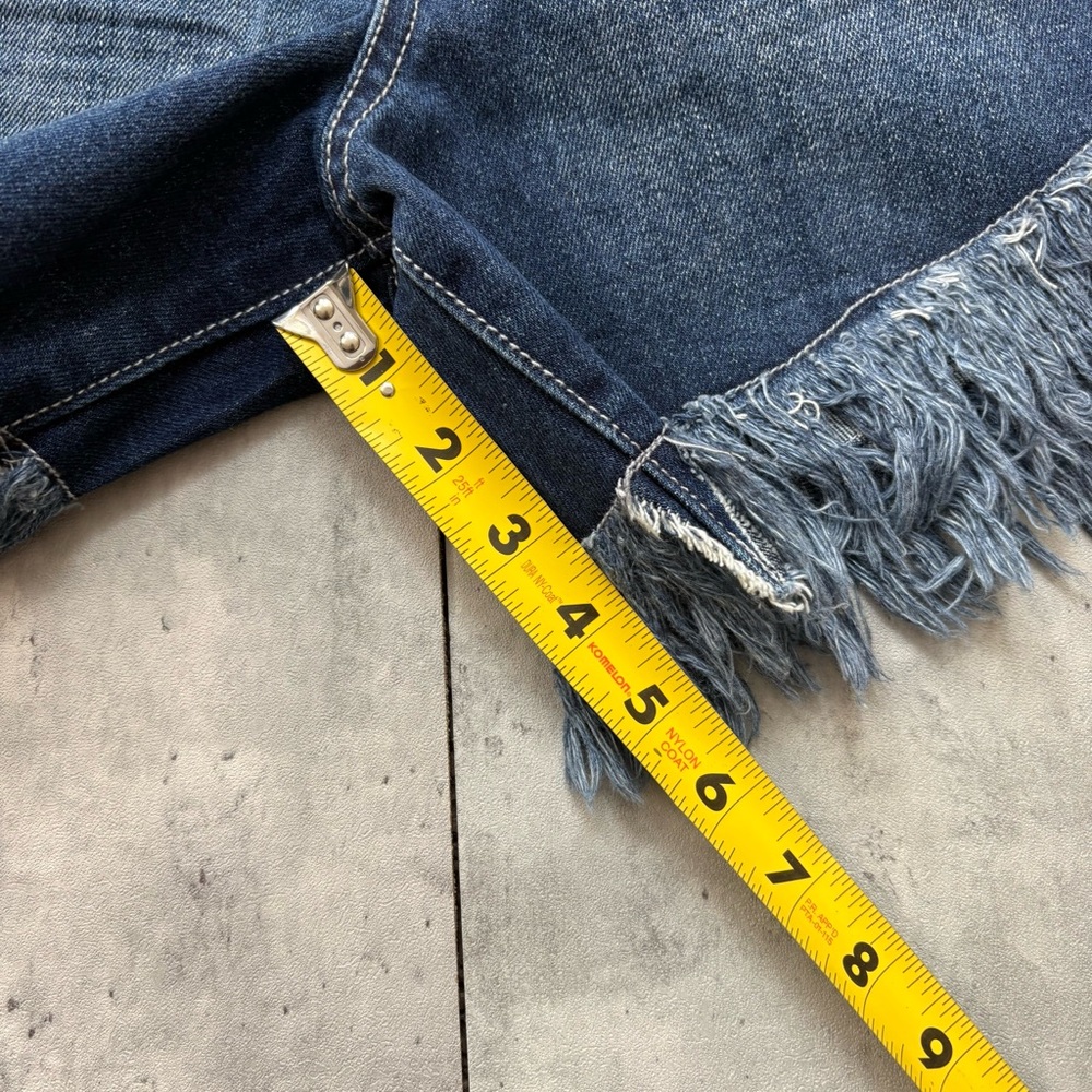 NEW HABITUAL Kid Mid Rise Fringe Jean Short Girl's 14 Zip Blue Fly Snap Closure - Picture 7 of 7
